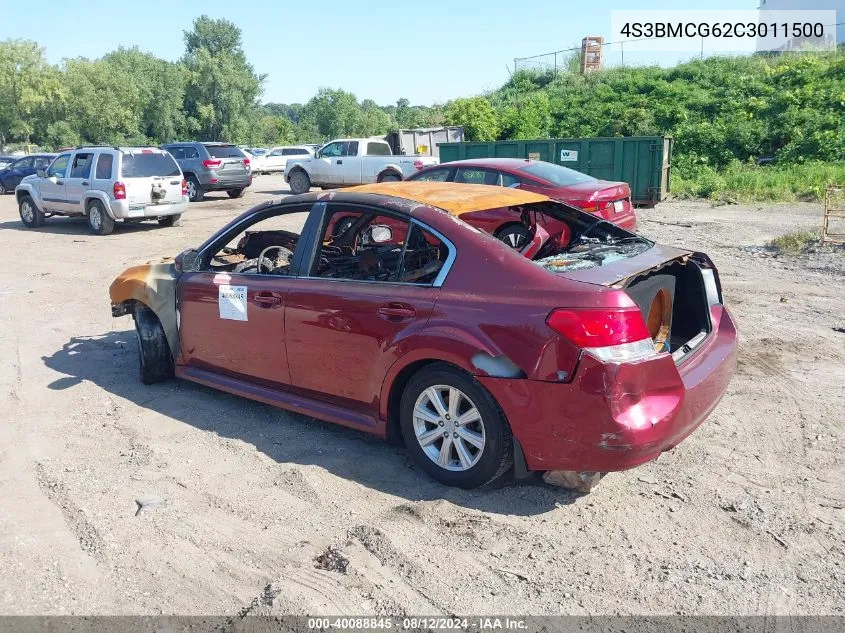 2012 Subaru Legacy 2.5I Premium VIN: 4S3BMCG62C3011500 Lot: 40088845