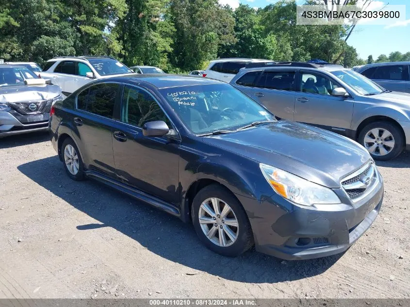 2012 Subaru Legacy 2.5I VIN: 4S3BMBA67C3039800 Lot: 40110210