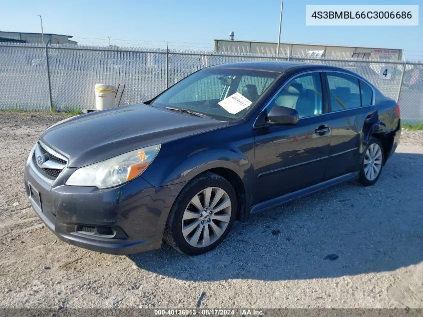 2012 Subaru Legacy 2.5I Limited VIN: 4S3BMBL66C3006686 Lot: 40136913