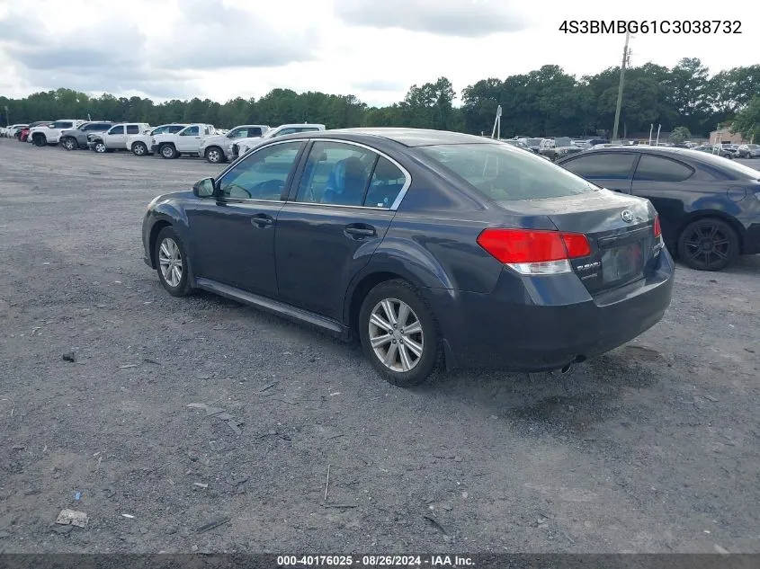 2012 Subaru Legacy 2.5I Premium VIN: 4S3BMBG61C3038732 Lot: 40176025