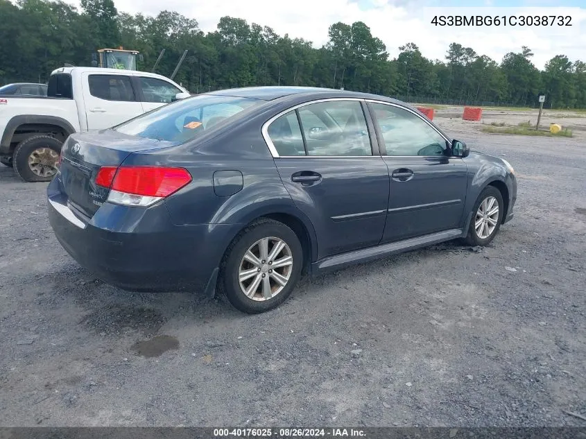 2012 Subaru Legacy 2.5I Premium VIN: 4S3BMBG61C3038732 Lot: 40176025