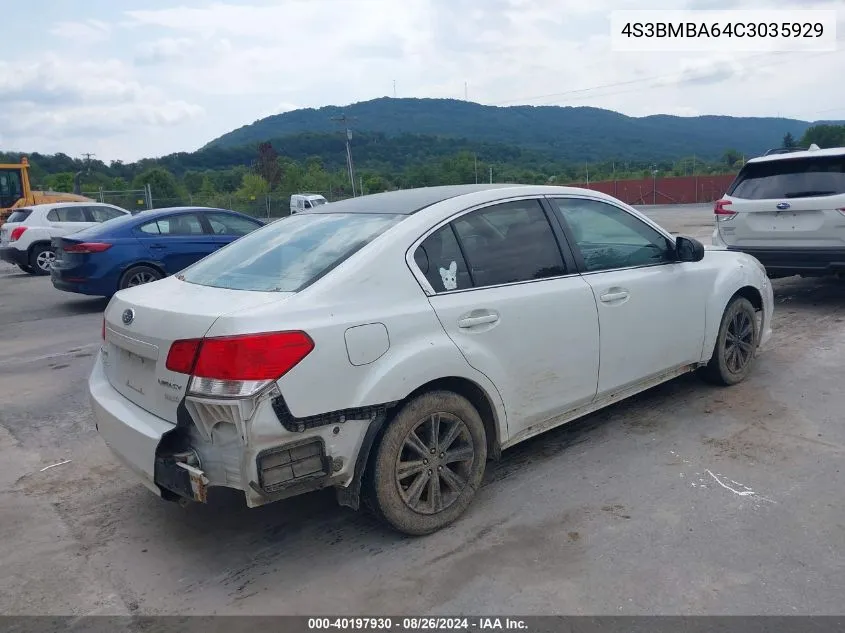 2012 Subaru Legacy 2.5I VIN: 4S3BMBA64C3035929 Lot: 40197930