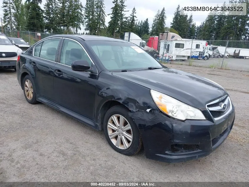 2012 Subaru Legacy 2.5I Premium VIN: 4S3BMBG64C3043522 Lot: 40238452