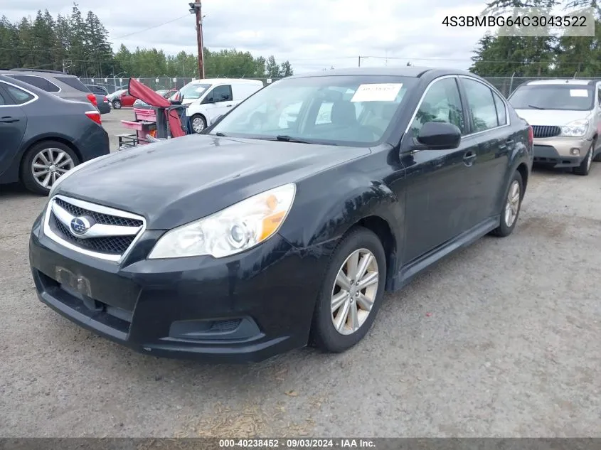 2012 Subaru Legacy 2.5I Premium VIN: 4S3BMBG64C3043522 Lot: 40238452