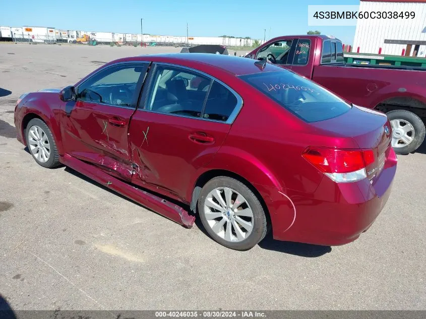 2012 Subaru Legacy 2.5I Limited VIN: 4S3BMBK60C3038499 Lot: 40246035