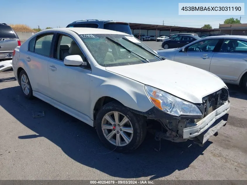 2012 Subaru Legacy 2.5I VIN: 4S3BMBA6XC3031190 Lot: 40254079