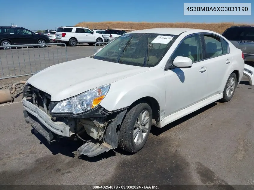 2012 Subaru Legacy 2.5I VIN: 4S3BMBA6XC3031190 Lot: 40254079