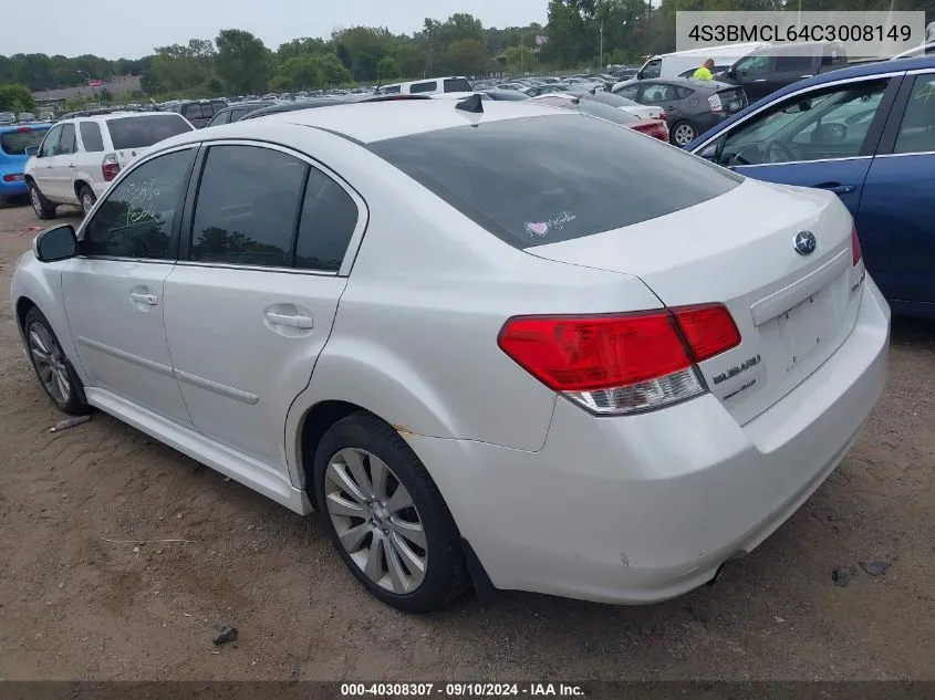 2012 Subaru Legacy 2.5I Limited VIN: 4S3BMCL64C3008149 Lot: 40308307