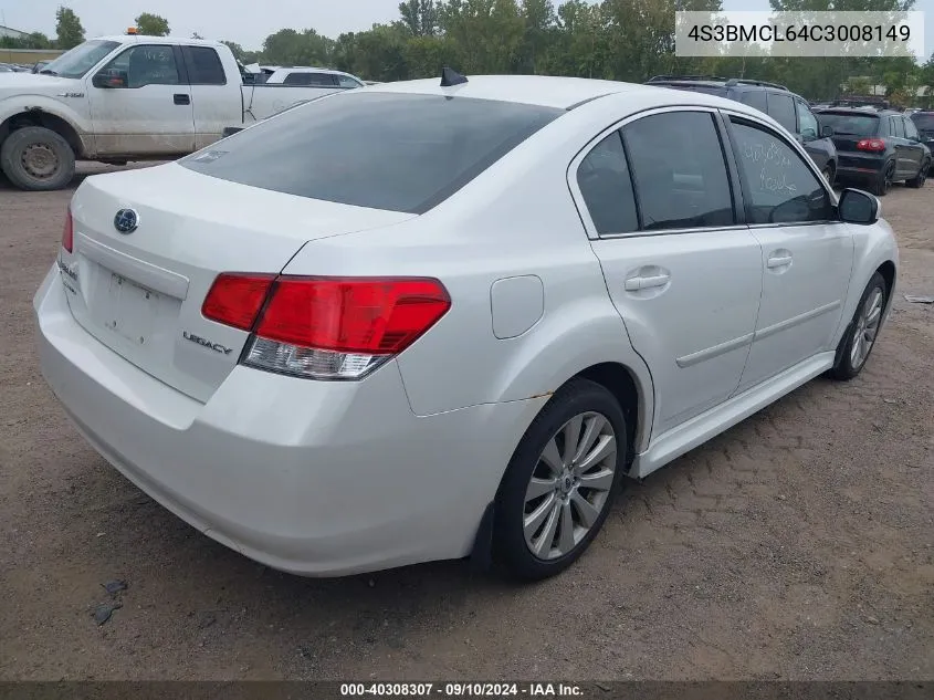 2012 Subaru Legacy 2.5I Limited VIN: 4S3BMCL64C3008149 Lot: 40308307