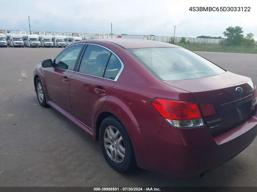 2013 Subaru Legacy 2.5I Premium VIN: 4S3BMBC65D3033122 Lot: 39988501