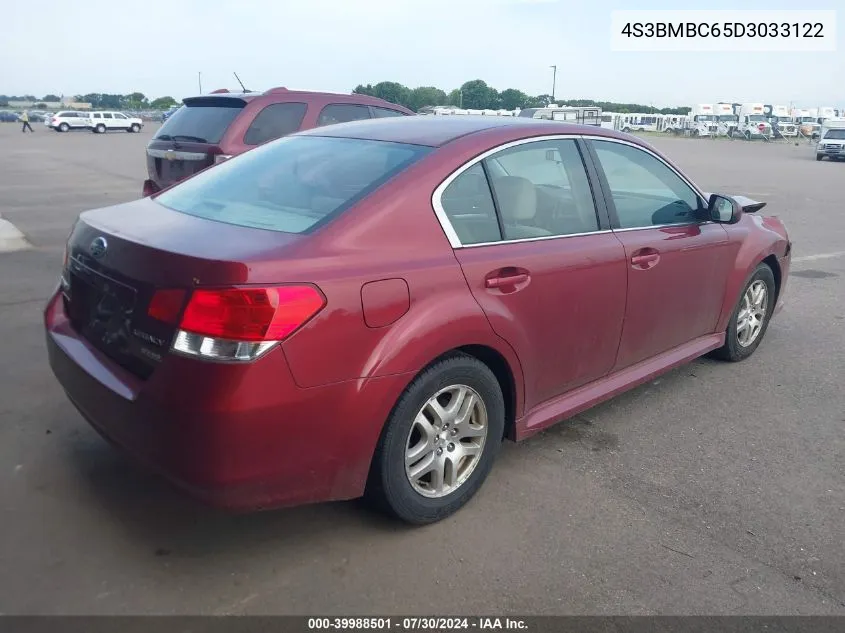 2013 Subaru Legacy 2.5I Premium VIN: 4S3BMBC65D3033122 Lot: 39988501