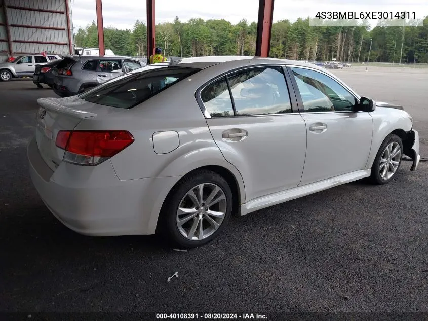 2014 Subaru Legacy 2.5I Limited VIN: 4S3BMBL6XE3014311 Lot: 40108391