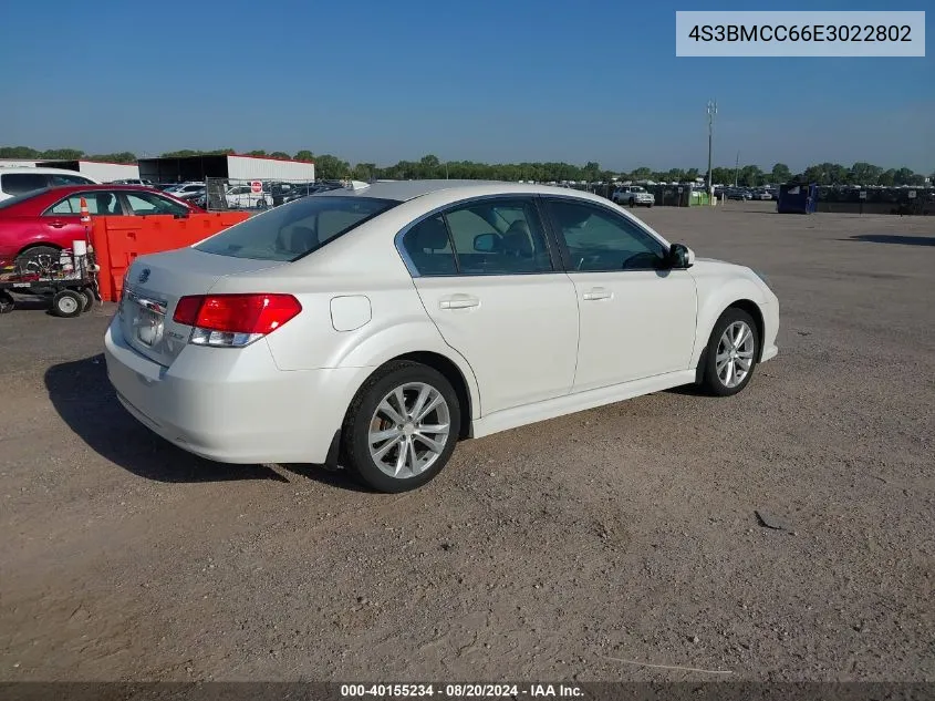 2014 Subaru Legacy 2.5I Premium VIN: 4S3BMCC66E3022802 Lot: 40155234