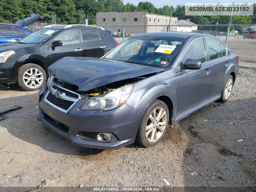 2014 Subaru Legacy 2.5I Limited VIN: 4S3BMBL62E3033192 Lot: 40184802