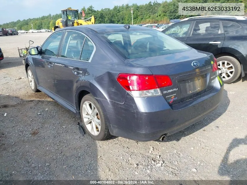 4S3BMBL62E3033192 2014 Subaru Legacy 2.5I Limited