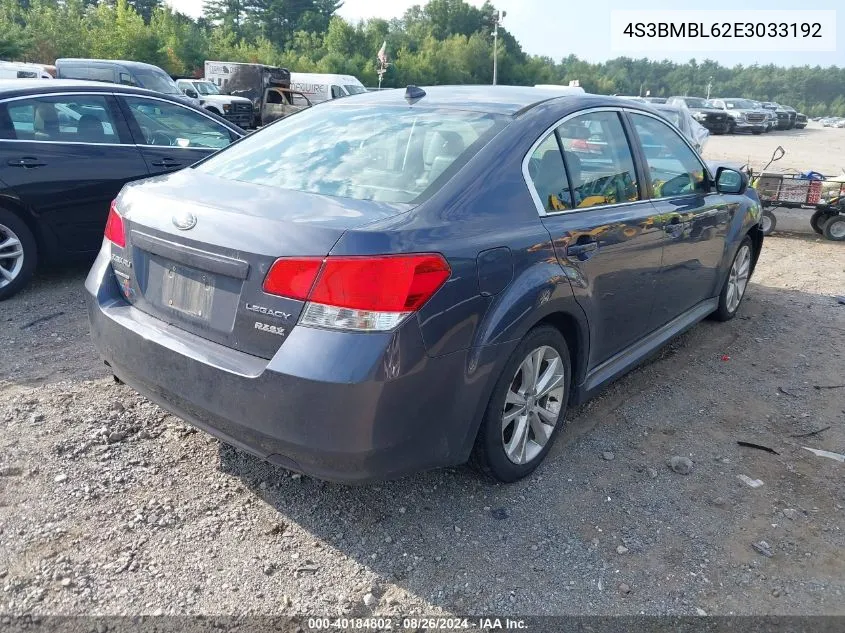 4S3BMBL62E3033192 2014 Subaru Legacy 2.5I Limited