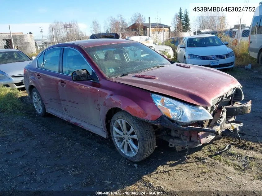 4S3BMBD64E3024752 2014 Subaru Legacy 2.5I Premium