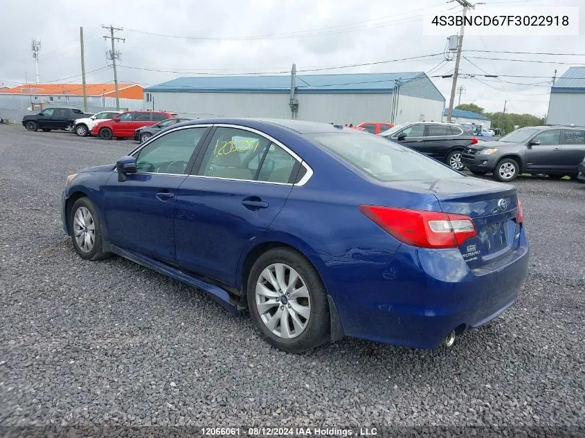 2015 Subaru Legacy VIN: 4S3BNCD67F3022918 Lot: 12066061