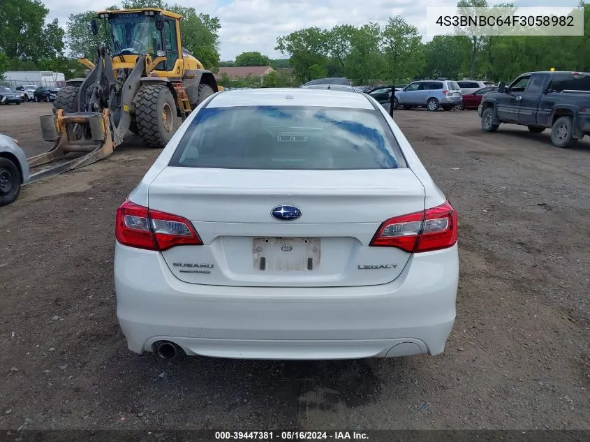 2015 Subaru Legacy 2.5I Premium VIN: 4S3BNBC64F3058982 Lot: 39447381