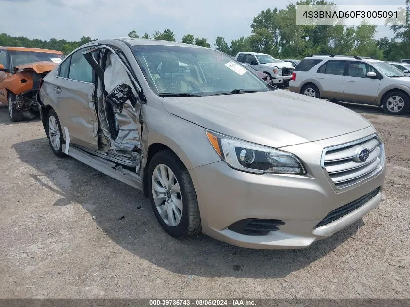 2015 Subaru Legacy 2.5I Premium VIN: 4S3BNAD60F3005091 Lot: 39736743