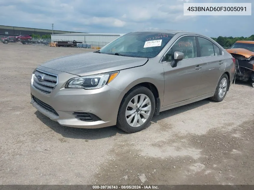 2015 Subaru Legacy 2.5I Premium VIN: 4S3BNAD60F3005091 Lot: 39736743