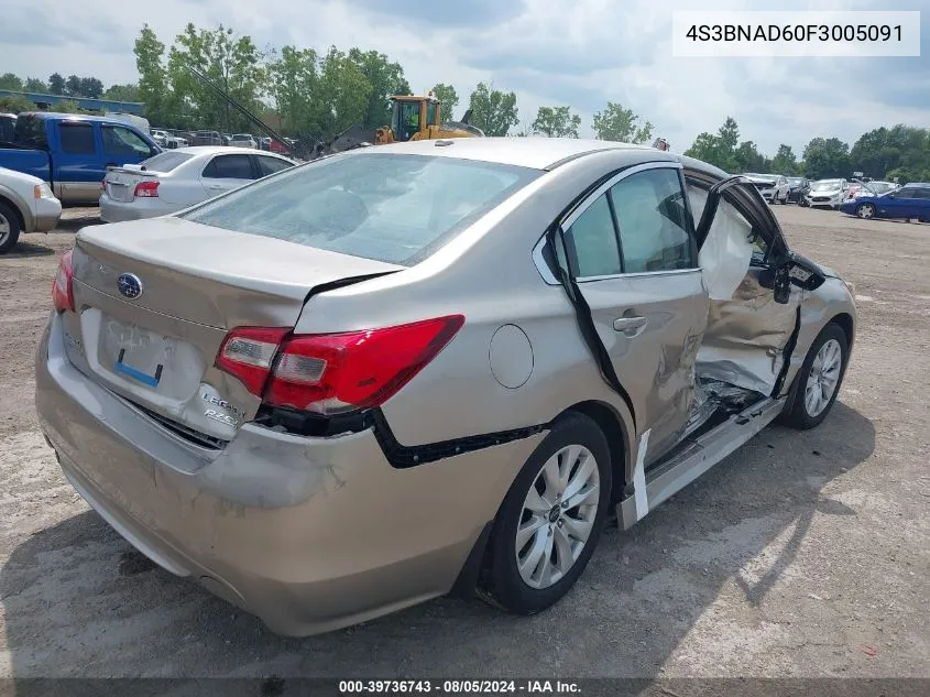 2015 Subaru Legacy 2.5I Premium VIN: 4S3BNAD60F3005091 Lot: 39736743