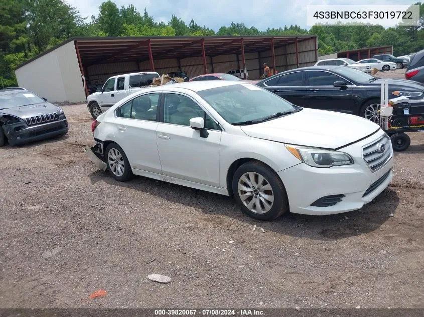 2015 Subaru Legacy 2.5I Premium VIN: 4S3BNBC63F3019722 Lot: 39820067