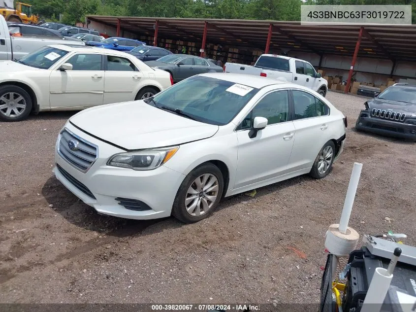 2015 Subaru Legacy 2.5I Premium VIN: 4S3BNBC63F3019722 Lot: 39820067