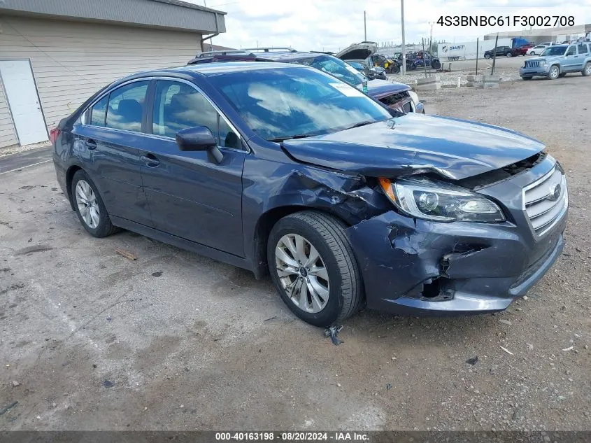 2015 Subaru Legacy 2.5I Premium VIN: 4S3BNBC61F3002708 Lot: 40163198