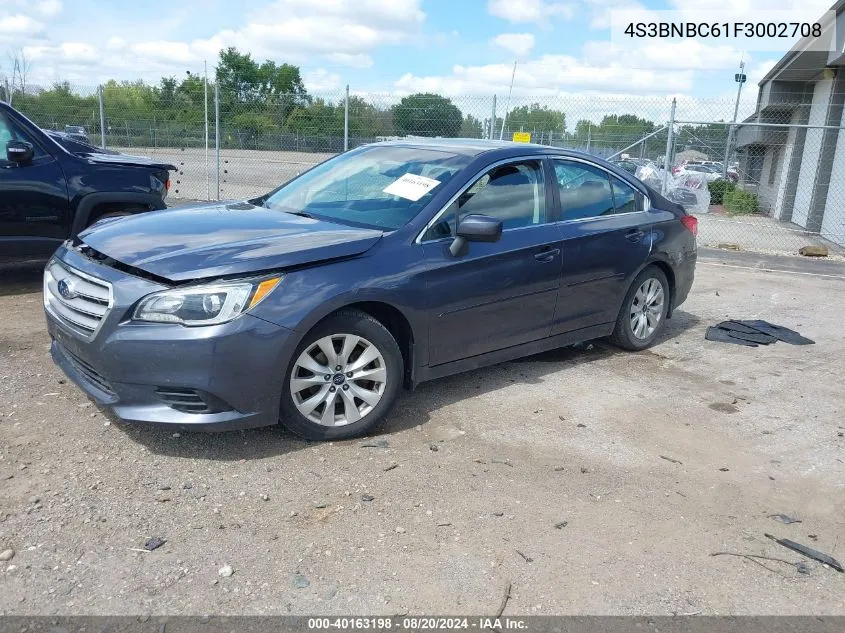 2015 Subaru Legacy 2.5I Premium VIN: 4S3BNBC61F3002708 Lot: 40163198