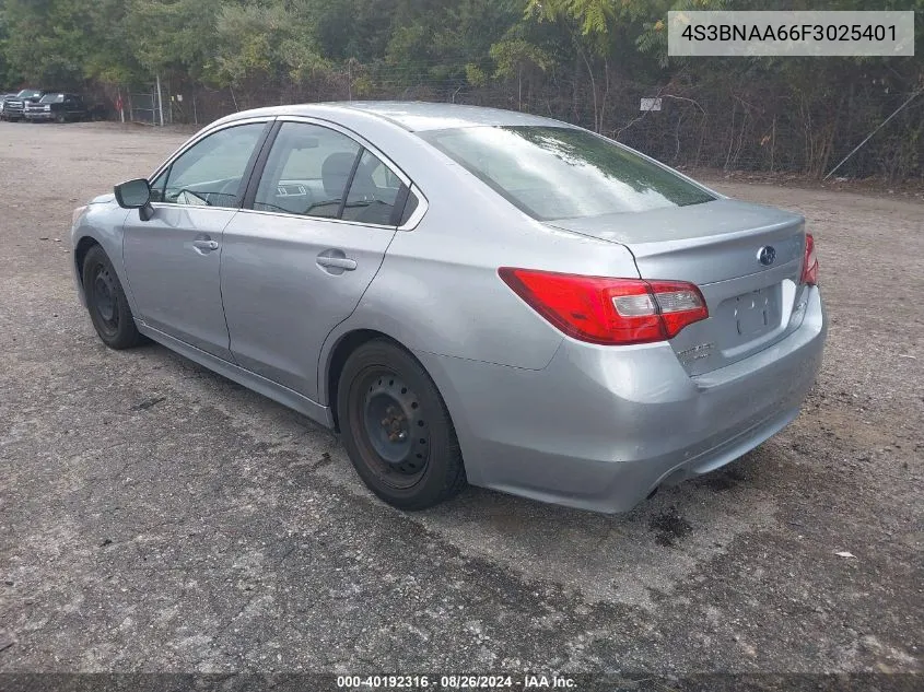 2015 Subaru Legacy 2.5I VIN: 4S3BNAA66F3025401 Lot: 40192316