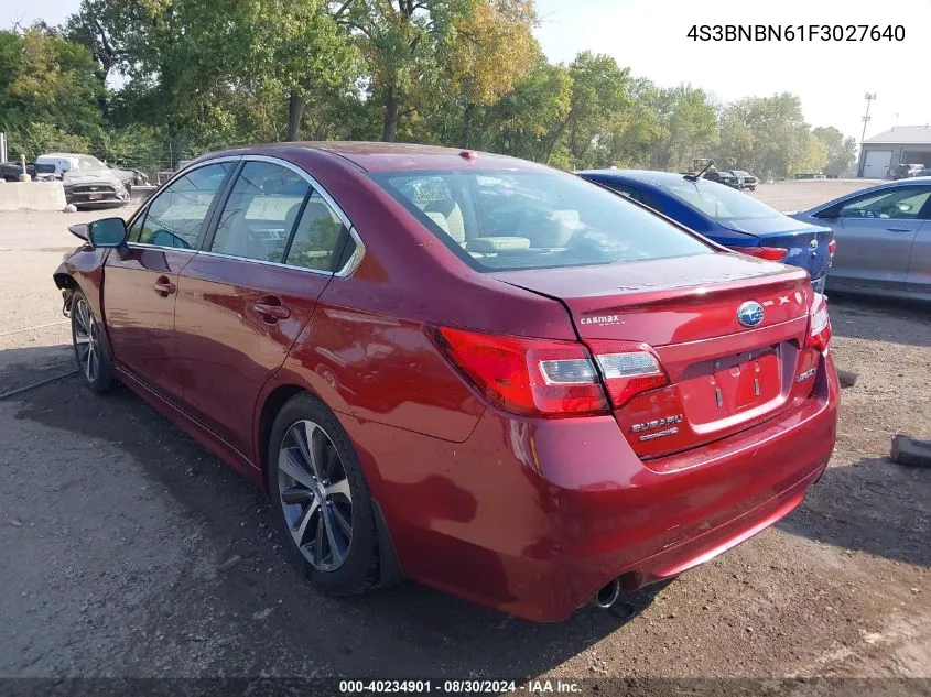 2015 Subaru Legacy 2.5I Limited VIN: 4S3BNBN61F3027640 Lot: 40234901