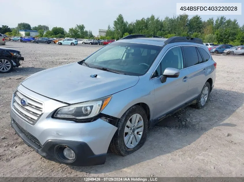 2016 Subaru Legacy Outback VIN: 4S4BSFDC4G3220028 Lot: 12049426