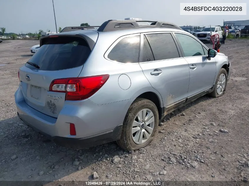 2016 Subaru Legacy Outback VIN: 4S4BSFDC4G3220028 Lot: 12049426