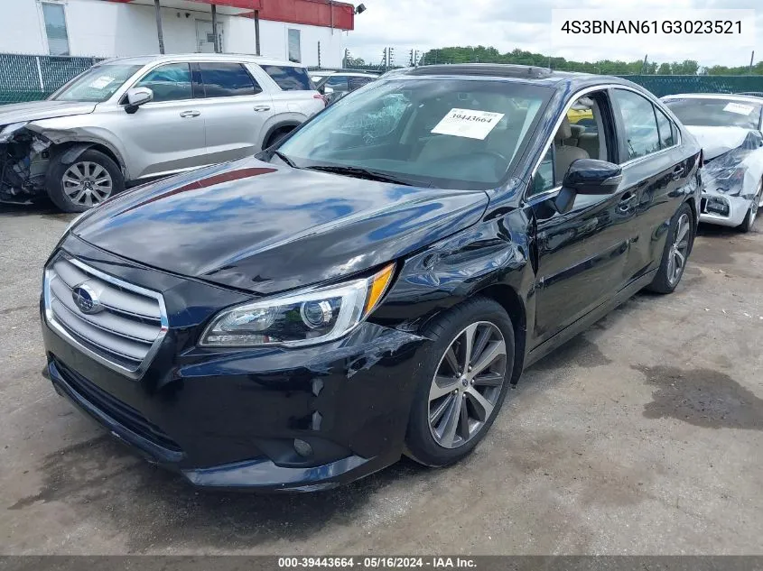 2016 Subaru Legacy 2.5I Limited VIN: 4S3BNAN61G3023521 Lot: 39443664