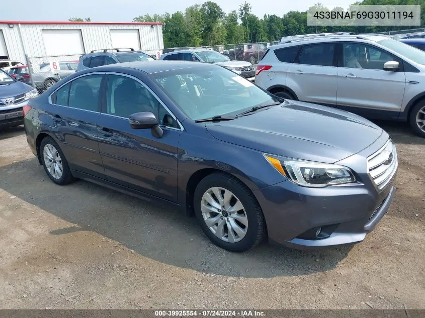 2016 Subaru Legacy 2.5I Premium VIN: 4S3BNAF69G3011194 Lot: 39925554