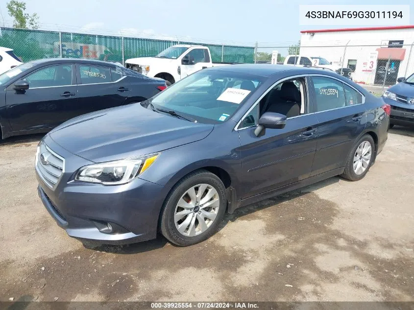 4S3BNAF69G3011194 2016 Subaru Legacy 2.5I Premium