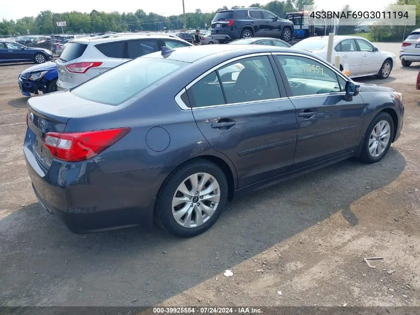 2016 Subaru Legacy 2.5I Premium VIN: 4S3BNAF69G3011194 Lot: 39925554