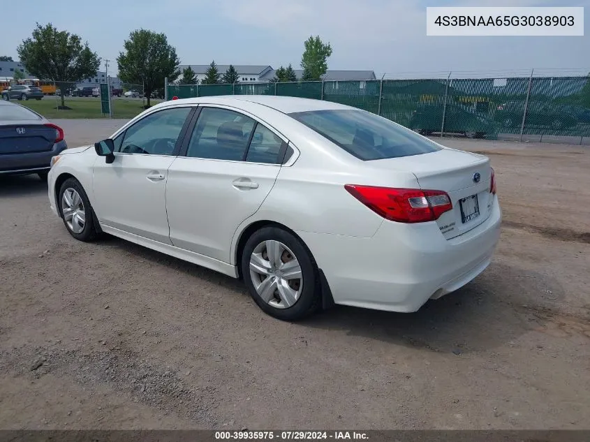 2016 Subaru Legacy 2.5I VIN: 4S3BNAA65G3038903 Lot: 39935975