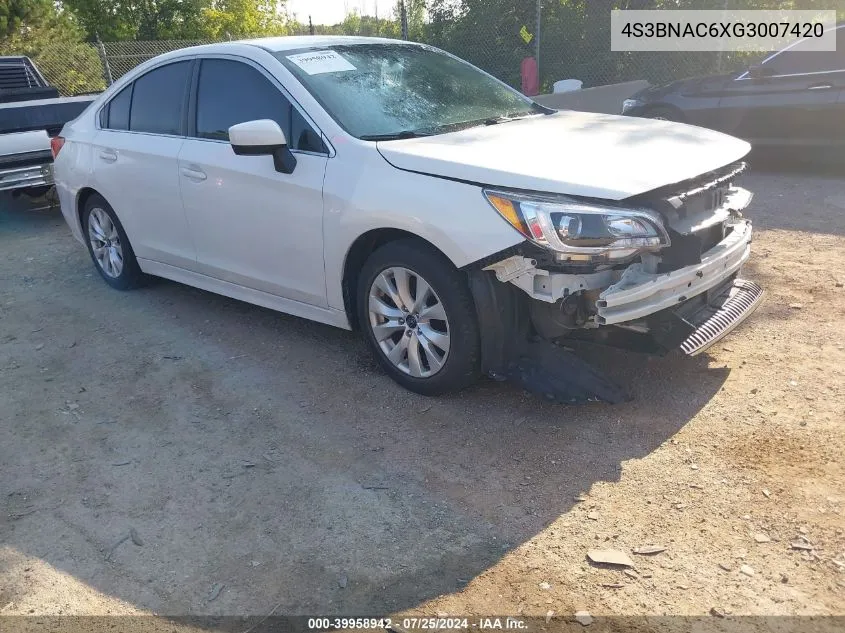 2016 Subaru Legacy 2.5I Premium VIN: 4S3BNAC6XG3007420 Lot: 39958942