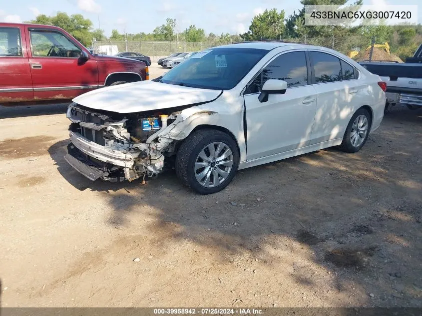 4S3BNAC6XG3007420 2016 Subaru Legacy 2.5I Premium