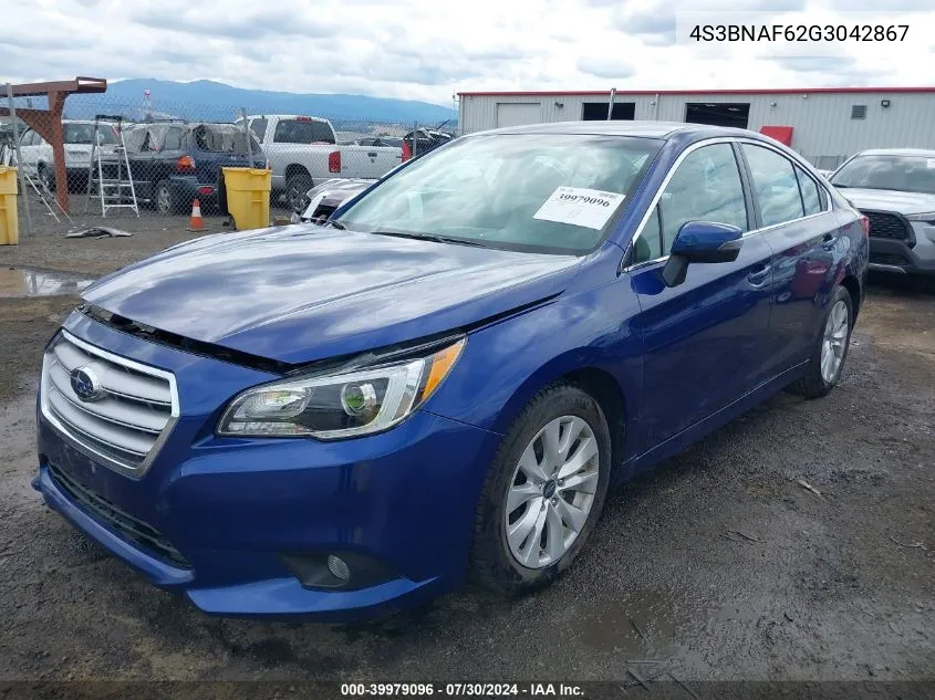 4S3BNAF62G3042867 2016 Subaru Legacy 2.5I Premium