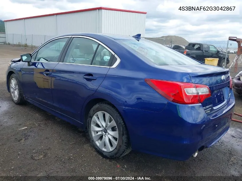 4S3BNAF62G3042867 2016 Subaru Legacy 2.5I Premium