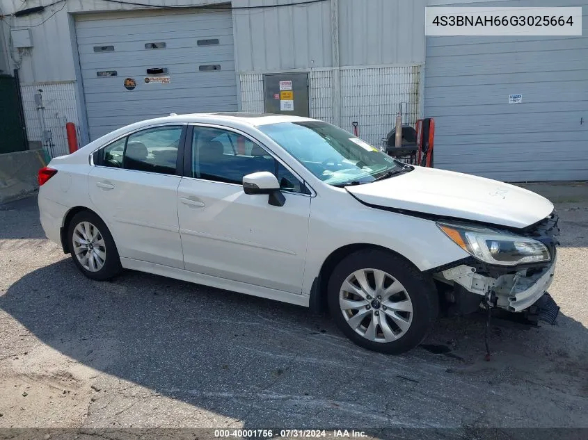 2016 Subaru Legacy 2.5I Premium VIN: 4S3BNAH66G3025664 Lot: 40001756