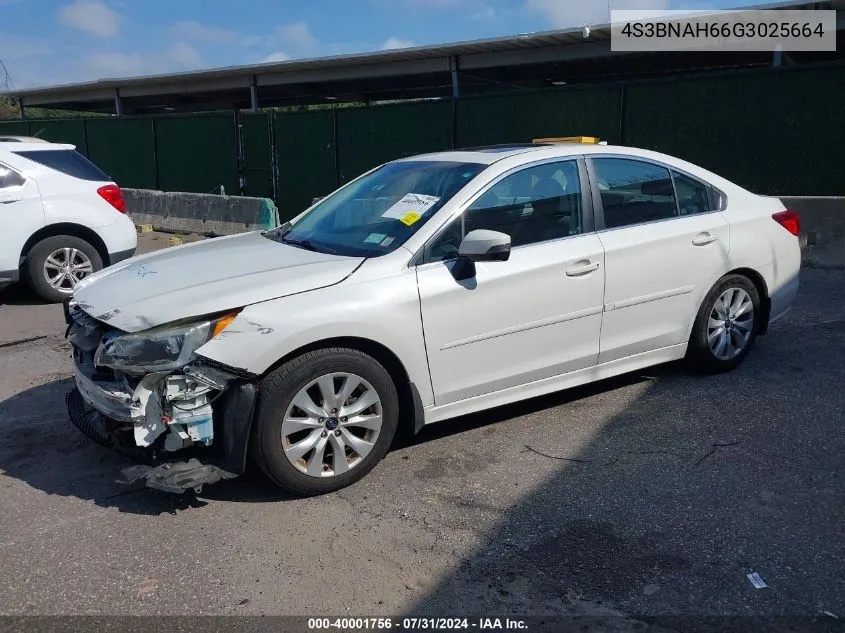 2016 Subaru Legacy 2.5I Premium VIN: 4S3BNAH66G3025664 Lot: 40001756