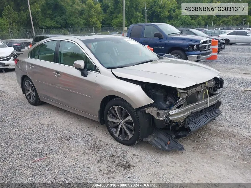 2016 Subaru Legacy 2.5I Limited VIN: 4S3BNBN61G3031317 Lot: 40031918