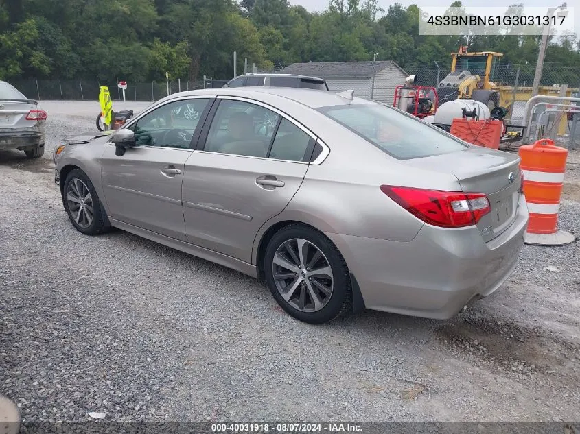 2016 Subaru Legacy 2.5I Limited VIN: 4S3BNBN61G3031317 Lot: 40031918