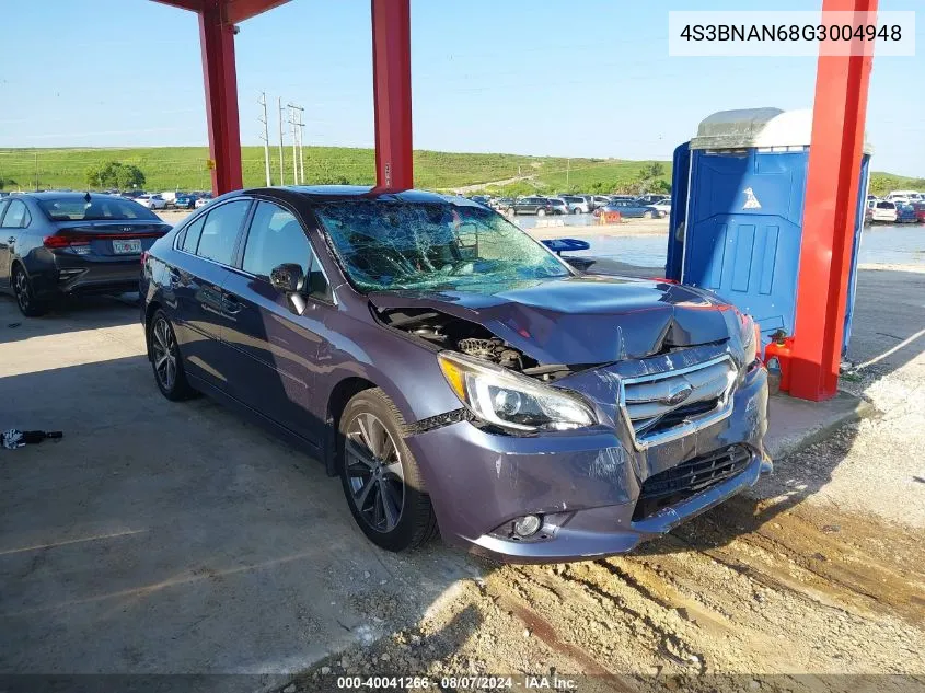 2016 Subaru Legacy 2.5I Limited VIN: 4S3BNAN68G3004948 Lot: 40041266