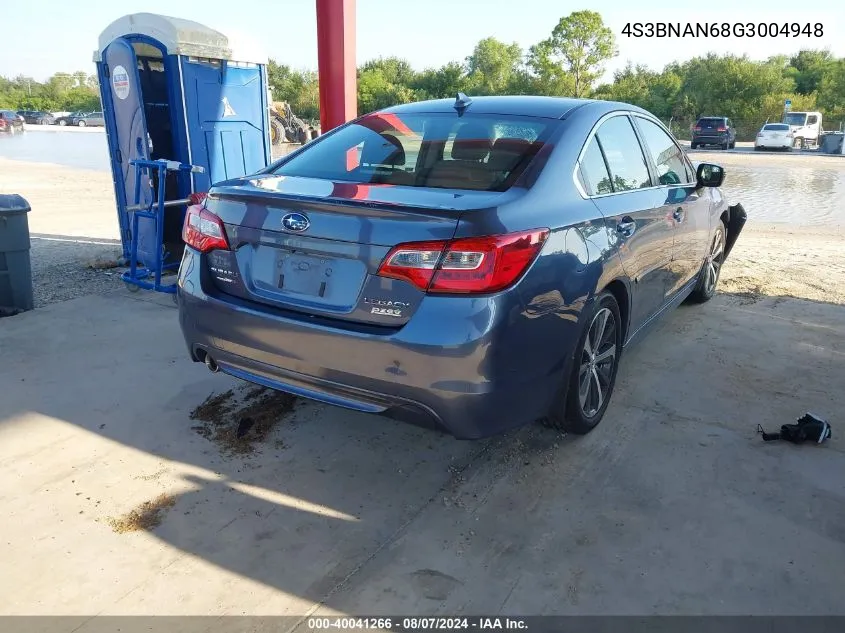 2016 Subaru Legacy 2.5I Limited VIN: 4S3BNAN68G3004948 Lot: 40041266