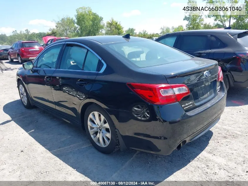 2016 Subaru Legacy 2.5I Premium VIN: 4S3BNAC66G3061040 Lot: 40087130